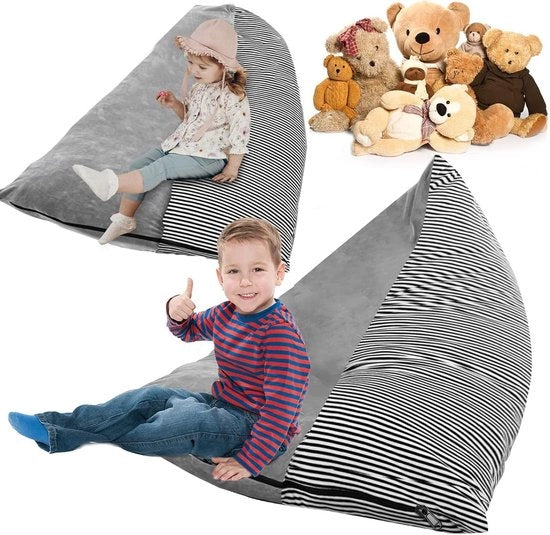 Borsa per bambini per giocattoli e cuscini - Borsa pieghevole per la stanza - Grande 200L zaino per sedie e divani (a strisce)