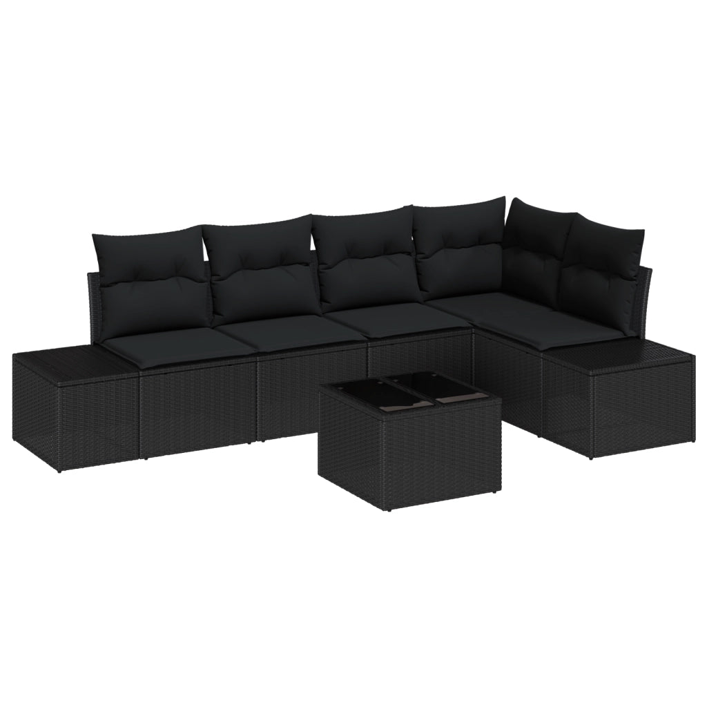 Set di divani da giardino 6 pezzi con cuscini beige in polyrattan