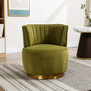 Poltrona girevole a 360° in velluto verde oliva; con schienale ergonomico; 62;5 x 62 x 69;5 cm