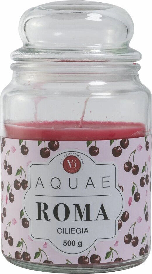 Candela in cera giara in vetro Ciliegia 500gr Aquae Roma