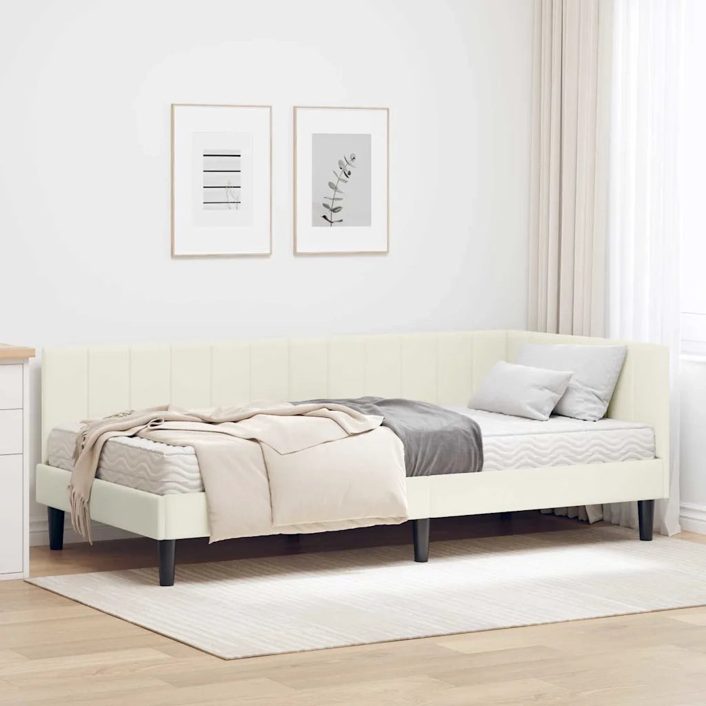 Struttura Letto Angolare con Materasso 2 pcs Crema Velluto 3393905