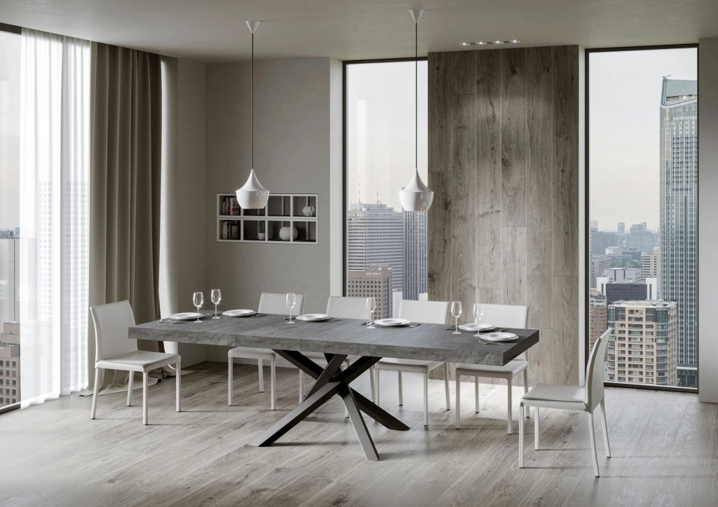 Tavolo allungabile 90x160/420 cm Volta Premium cemento telaio Antracite