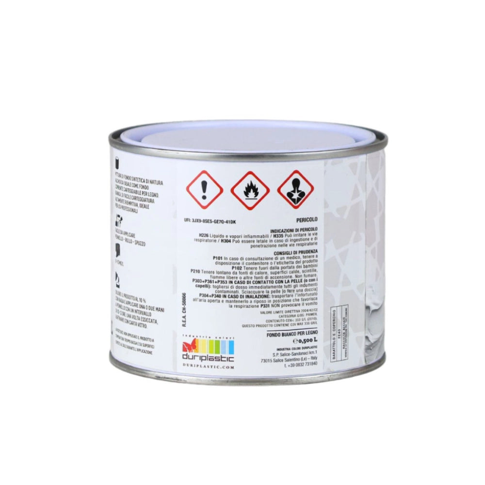 Duriopac fondo opaco carteggiabile per legno smalto bianco *** formato 0,5 l, confezione 1