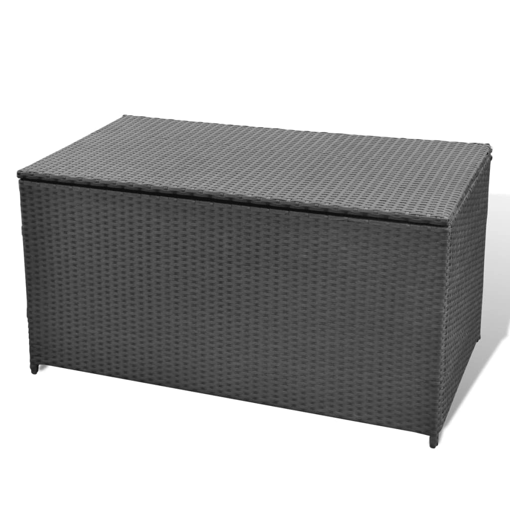 Contenitore da giardino nero 120 x 50 x 60 cm resina intrecciata 02_0013109