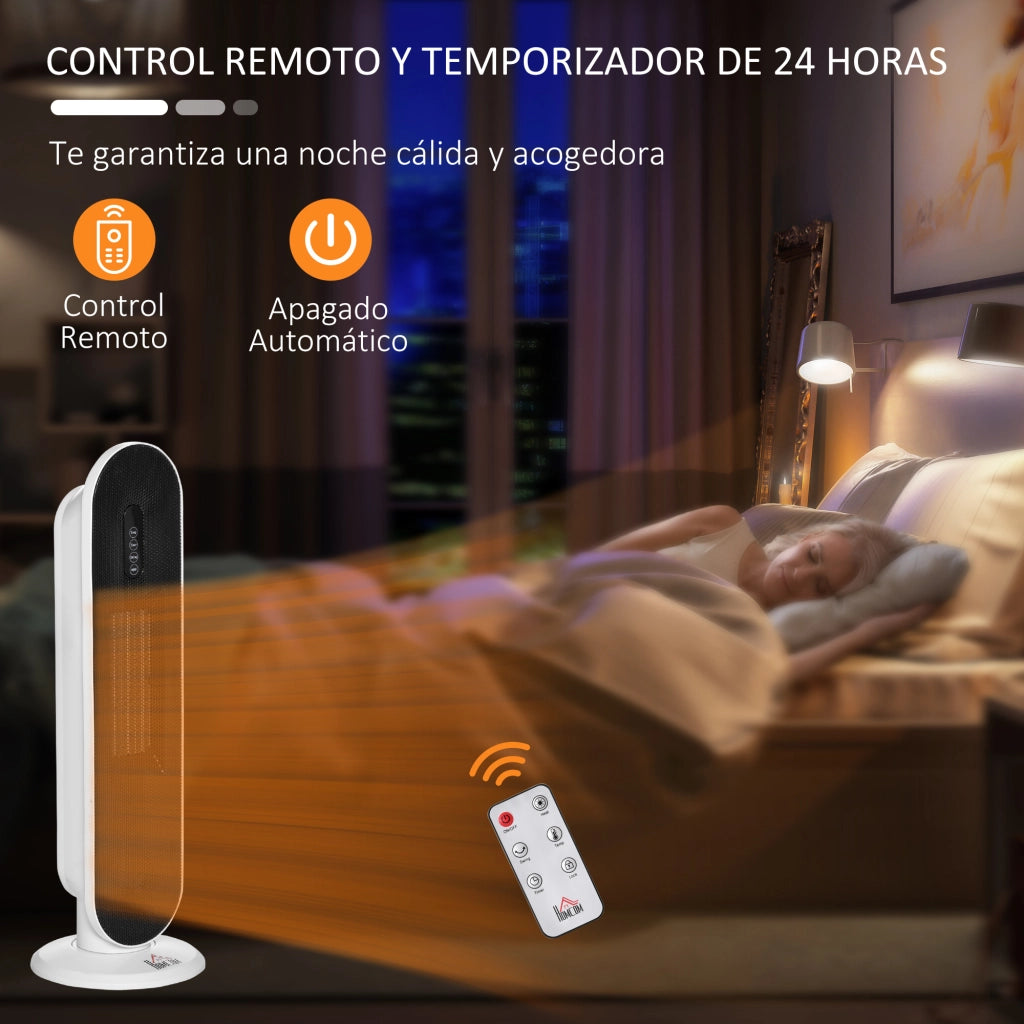 Termoventilatore Ceramico 2000W con Telecomando ¨C Zephmum ¨C 21x21x63,5 cm Bianco e Nero