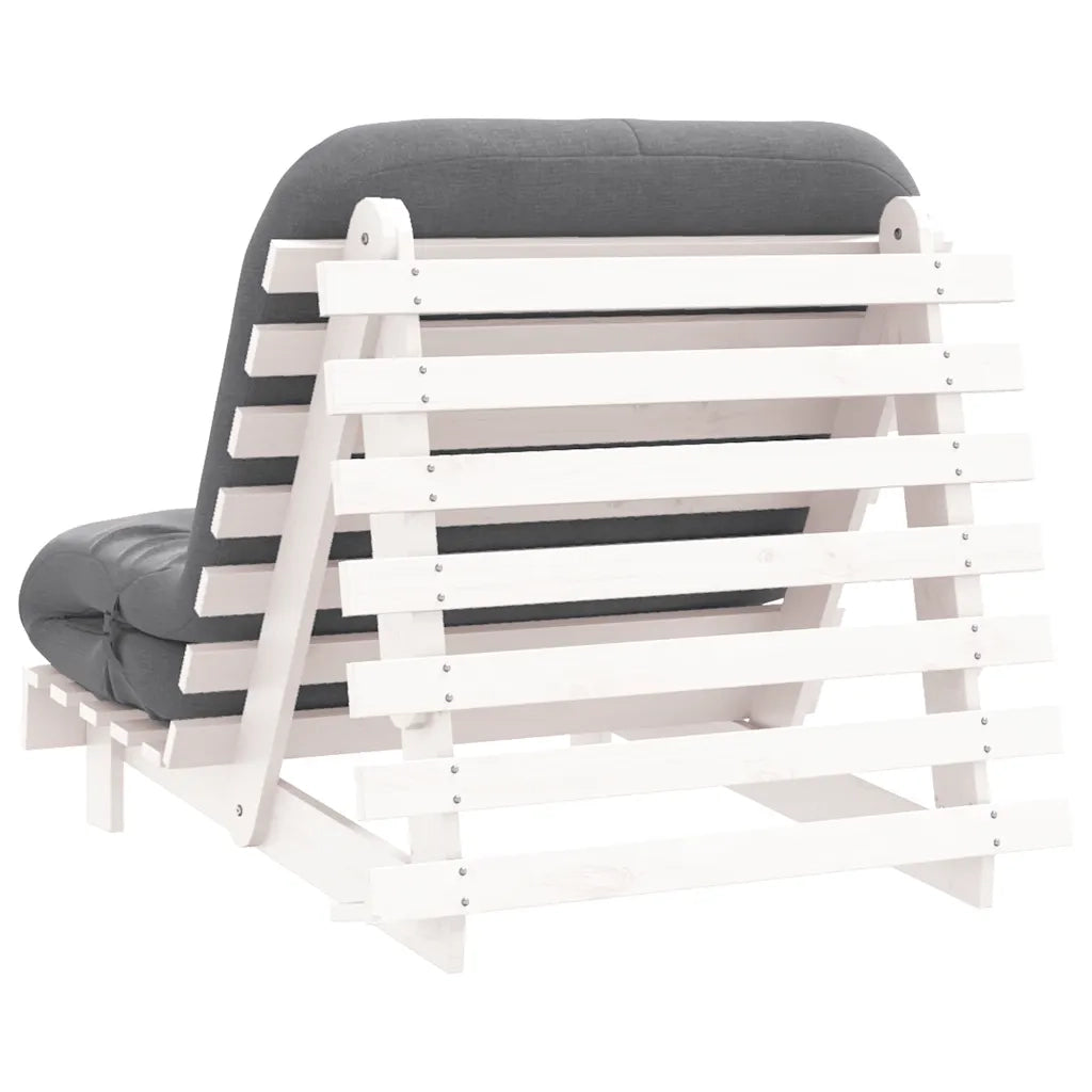 Divano letto | Sof¨¤ letto | Letto singolo Futon con Materasso Bianco 90x206x11cm Legno Pino