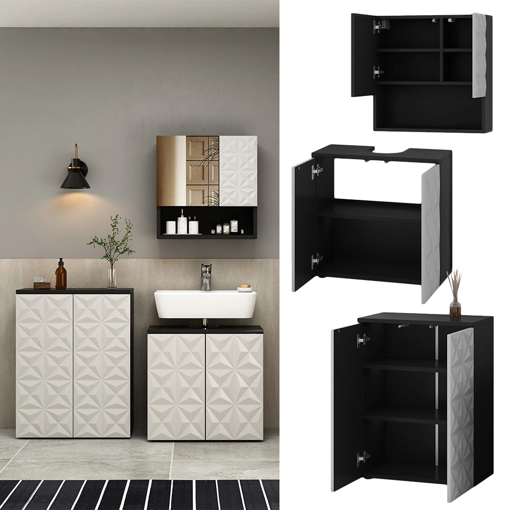 Vicco Set di mobili da bagno Nero 3 parti