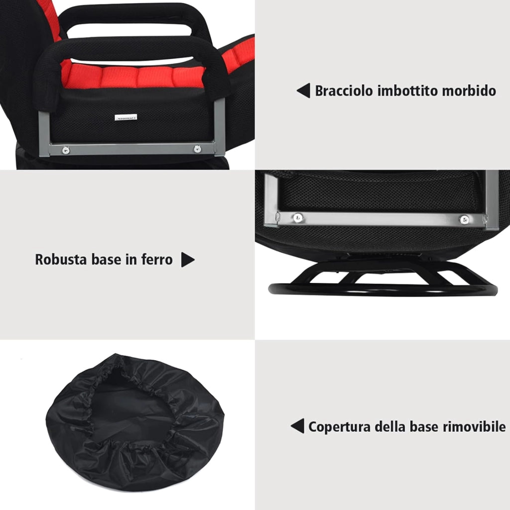Poltrona Relax da Pavimento, Sedia da Pavimento Pieghevole, Sedia da Terra Girevole a 360°, per Salotto Camera da Letto, Portata 140 kg (Rosso)