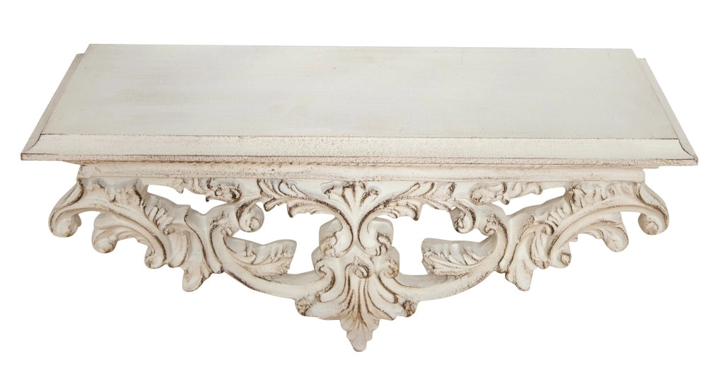 Biscottini MENSOLA A MURO IN LEGNO FINITURA BIANCA ANTICATA L46XPR17XH22 CM MADE IN ITALY
