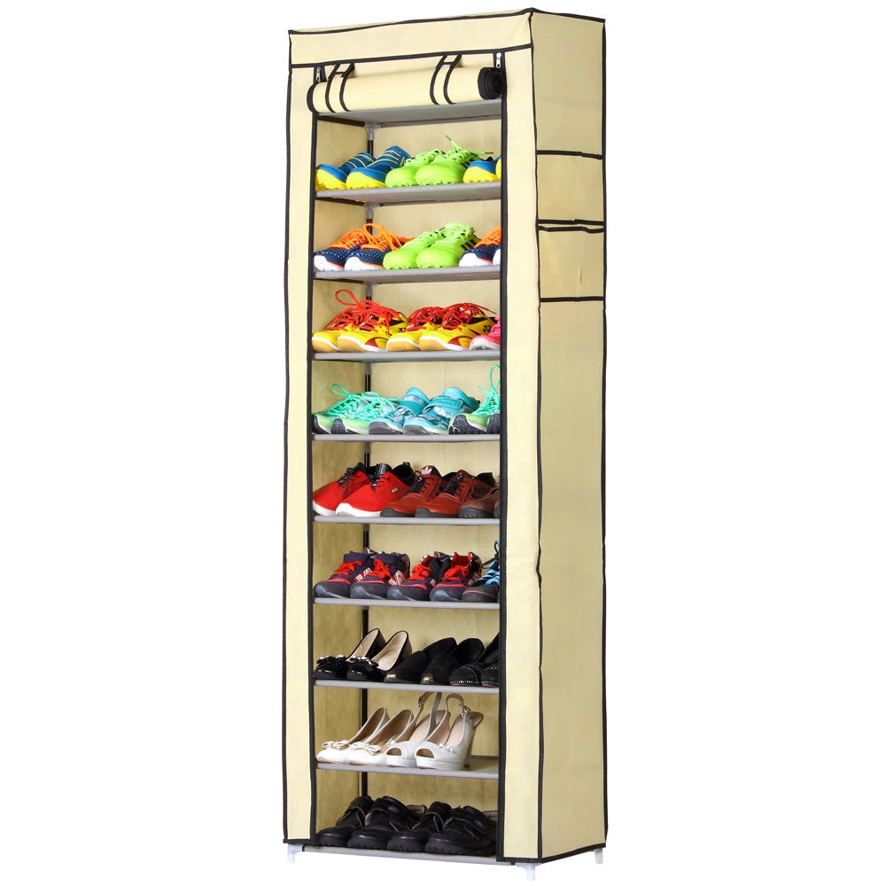 Armadietto Scarpiera Salvaspazio fino a 30 Paia Scaffale Metallo TNT Beige H175cm