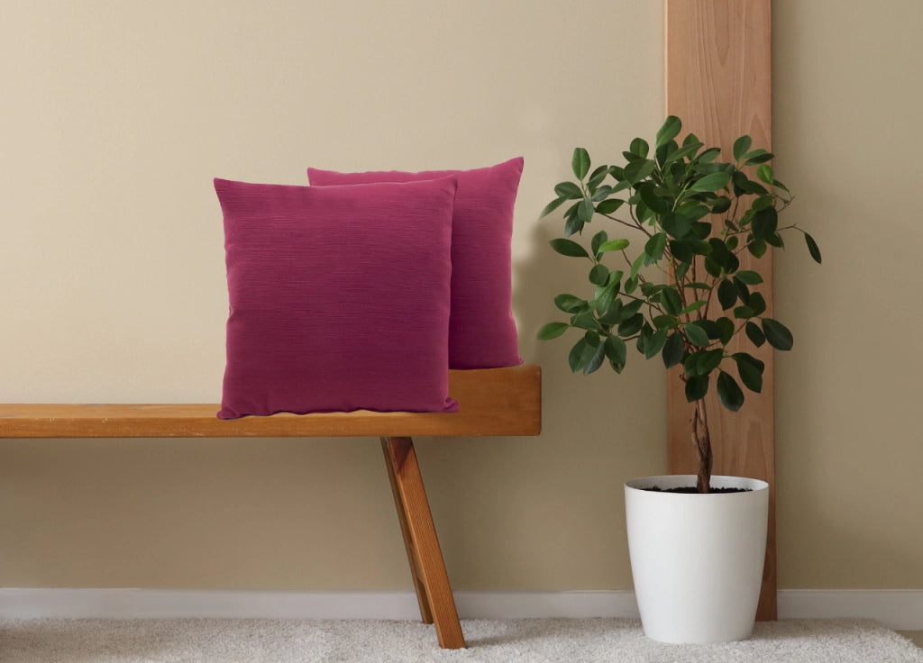 Coppia Cuscini Arredo Imbottiti Tessuto Ottoman In Tinta Unita Bordeaux 06 - 40x40 - Bordeaux 06