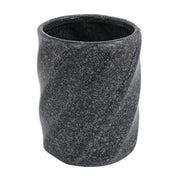 Trade Shop - Bicchiere Porta Spazzolini In Ceramica Rigato Marmo Nero Accessori Arredo Bagno 87795 -
