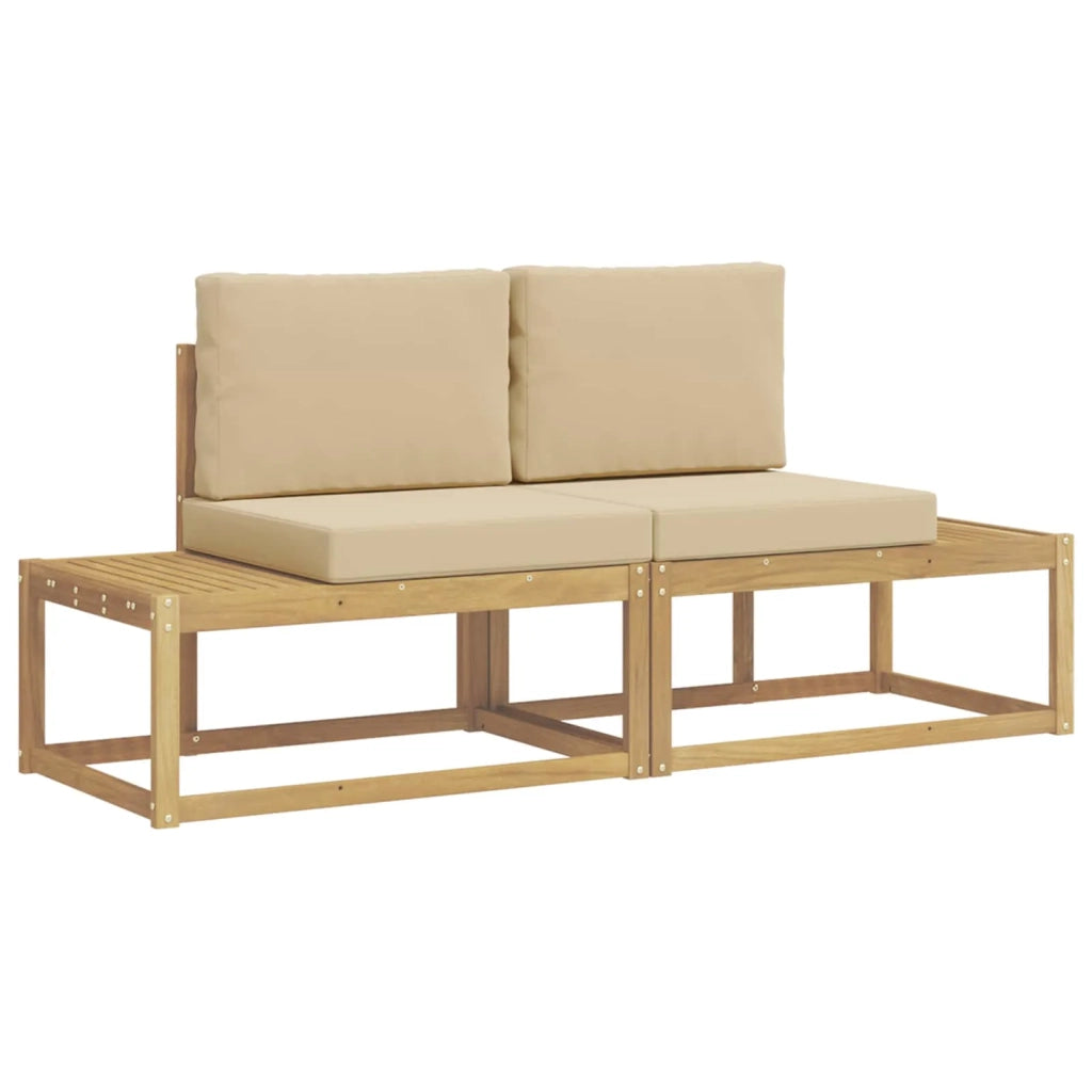Set di divani da esterno 2 pcs Bianco e Beige Poliestere