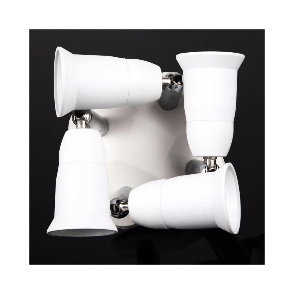 Trade Shop - Portalampada Adattatore E27 4 In 1 Per Lampade Lampadine Attacchi Orientabili -