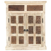 Credenza Bianca 65x30x75 cm in Legno Massello di Mango 285898