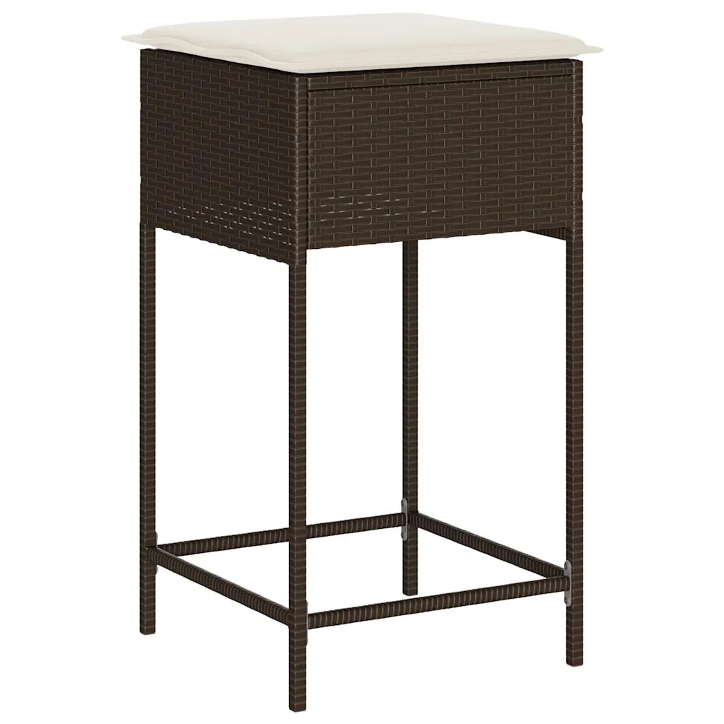 Set Bar da Giardino 5 pz con Cuscini in Polyrattan Marrone 3261452