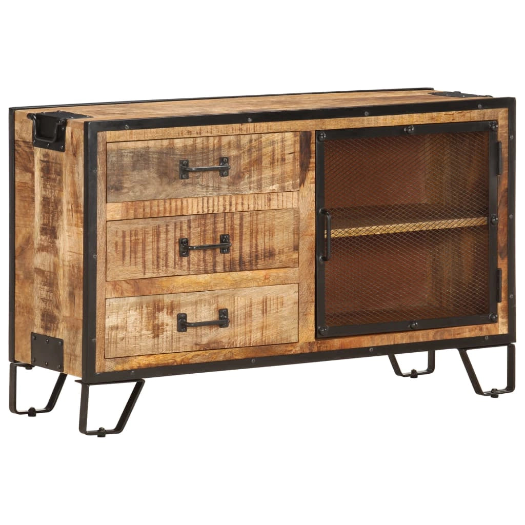 Buffet credenza cassettiera armadio mobile contenitore organizer per cucina soggiorno salotto 100 x 31 x 60 cm legno massello di mango grezzo marrone 02_0029492