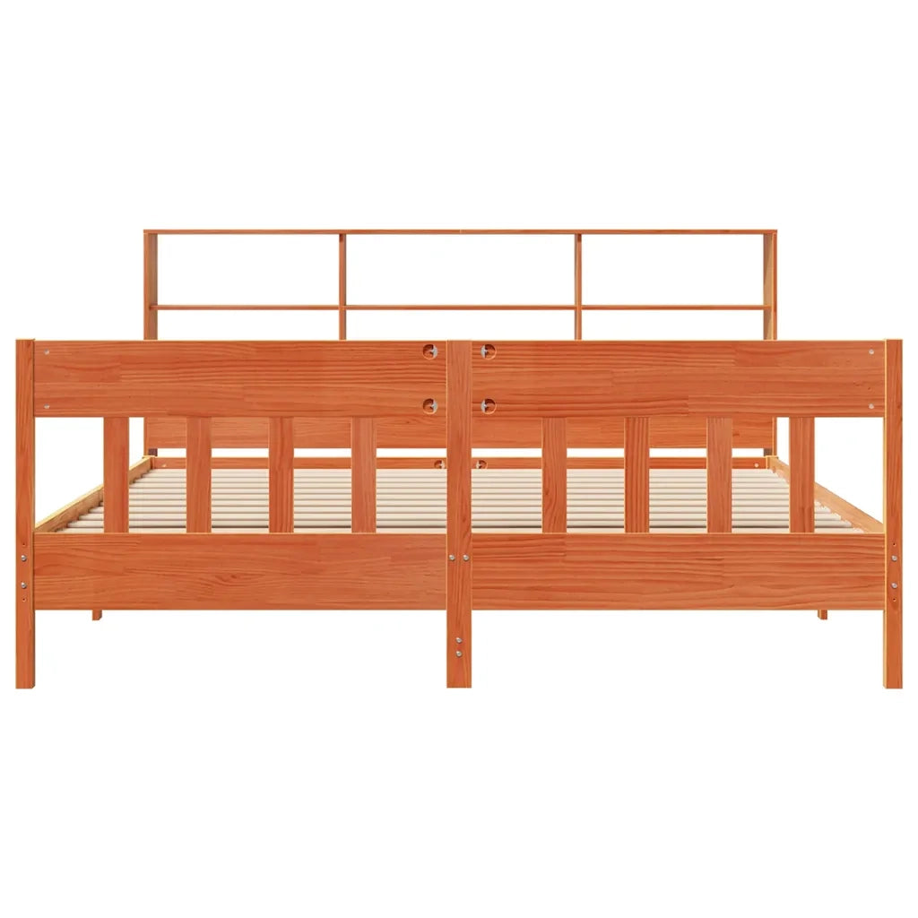 Giroletto senza Materasso Marrone Cera 200x200 cm Legno di Pino 3323211