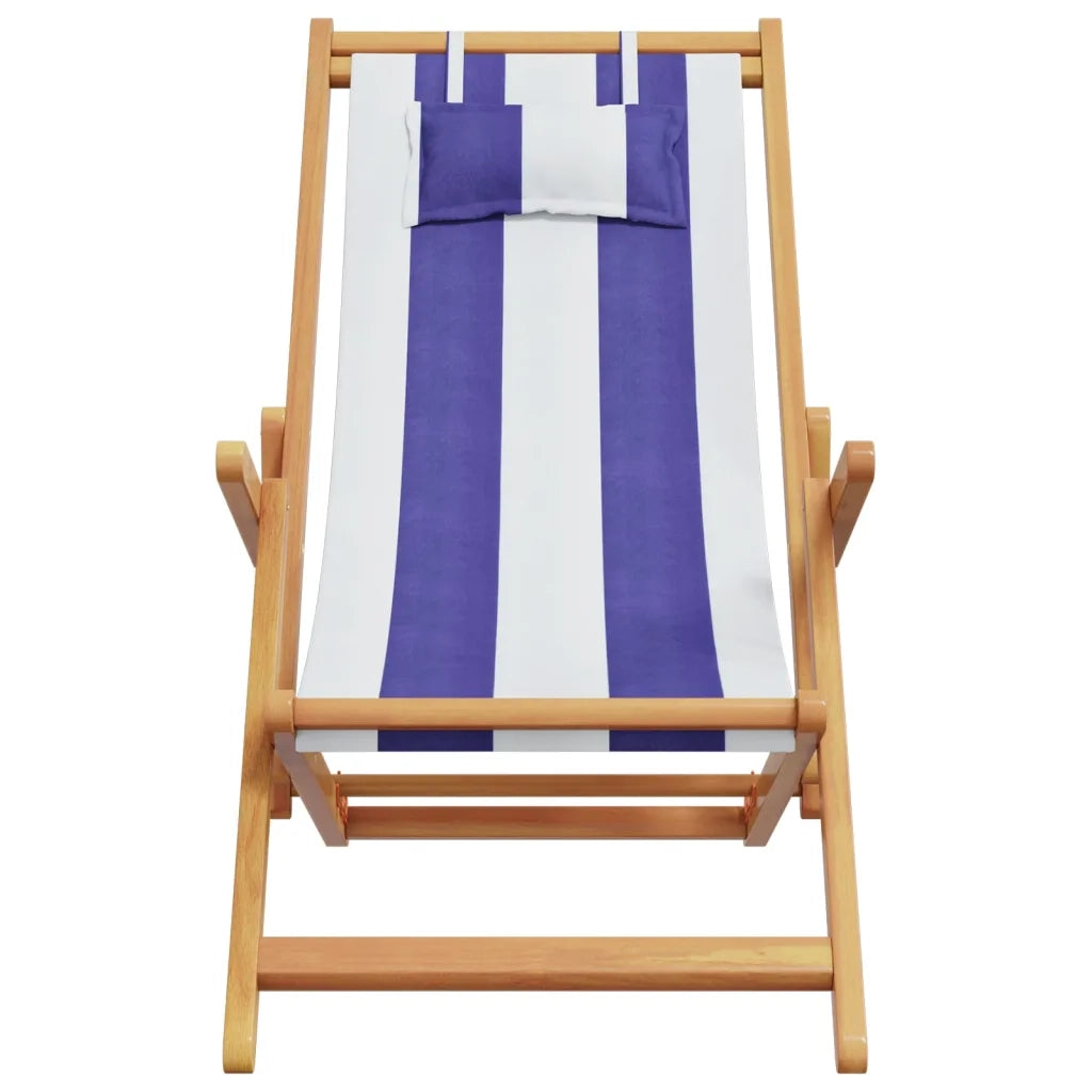 Sedie da Spiaggia Pieghevoli 2 pz Blu e Bianco Tessuto e Legno 3214490