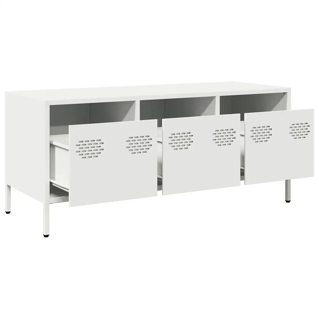 Mobile TV Bianco 101,5x39x43,5 cm in Acciaio Laminato a Freddo 851231