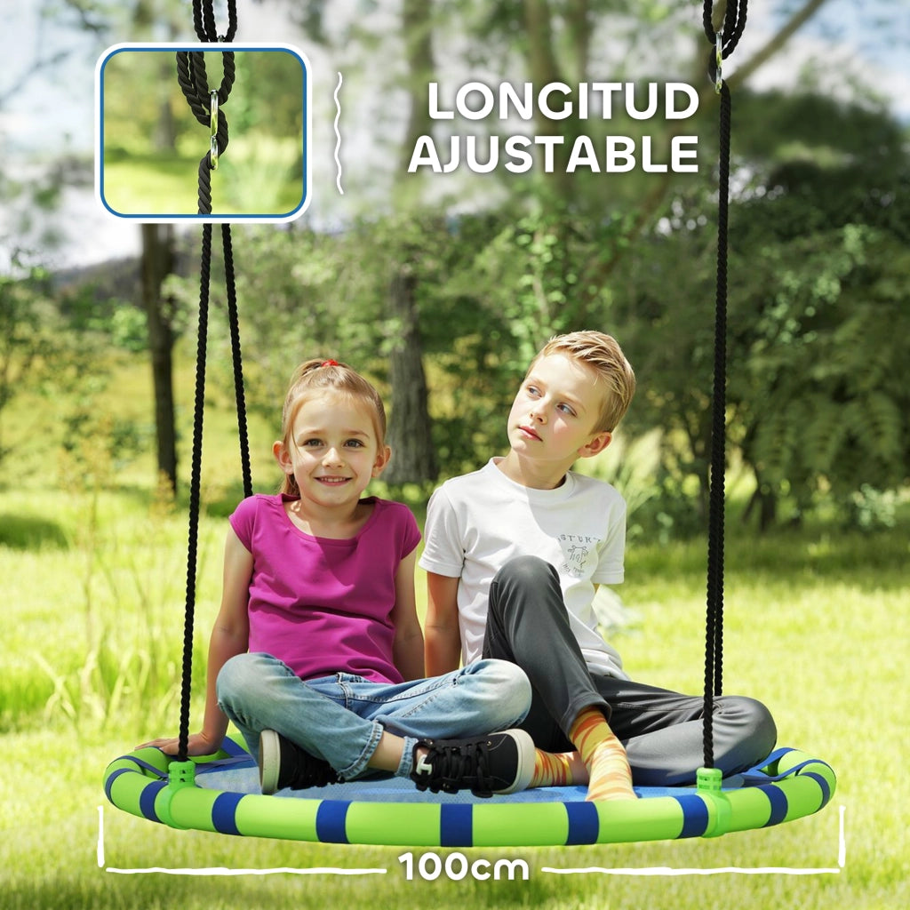 Altalena da giardino per bambini ¨C zephmum ¨C blu e verde ?100x180 cm