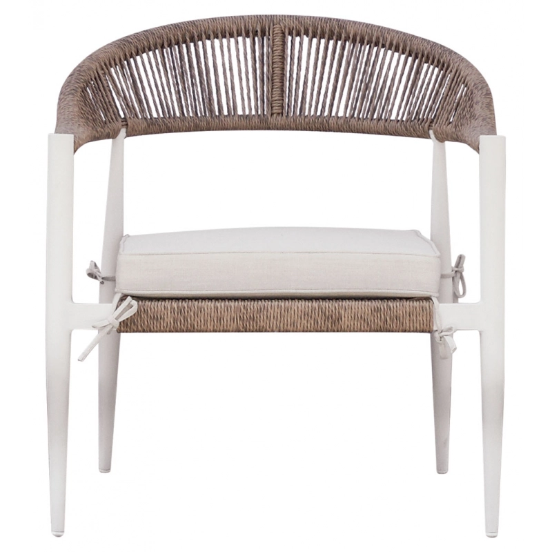 Salotto Milano In Alluminio Bianco + Seduta E Schienale In Wicker Paglia Moia