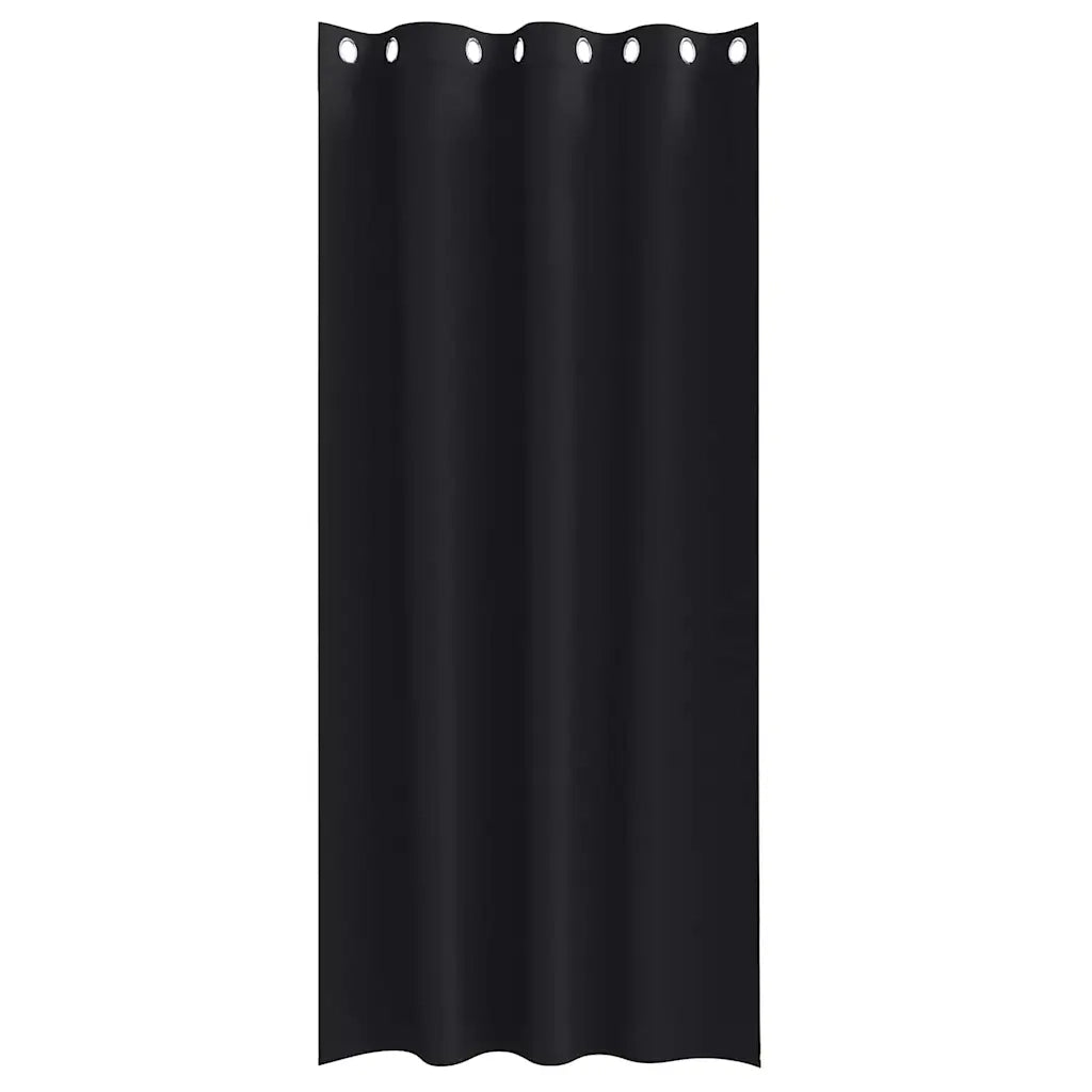 Tende Blackout con Anelli 2 pcs Nero 225 x 140 cm Poliestere 4107320