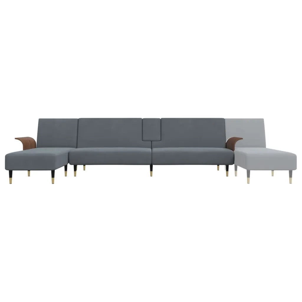 Divano Letto a L Grigio Scuro 279x140x70 cm in Velluto