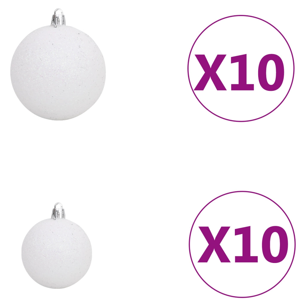 Set di Albero di Natale Artificiale LED & Palline Verde 180 cm PET