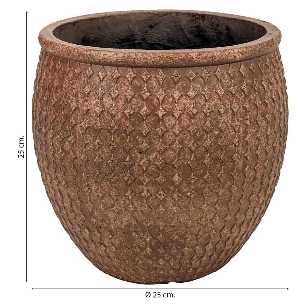 Vaso fibra di vetro marrone rossastro 25x25x25 cm
