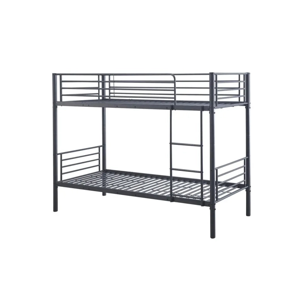 Letti a castello SAMMY – 90x200 cm in metallo grigio scuro con reti incluse