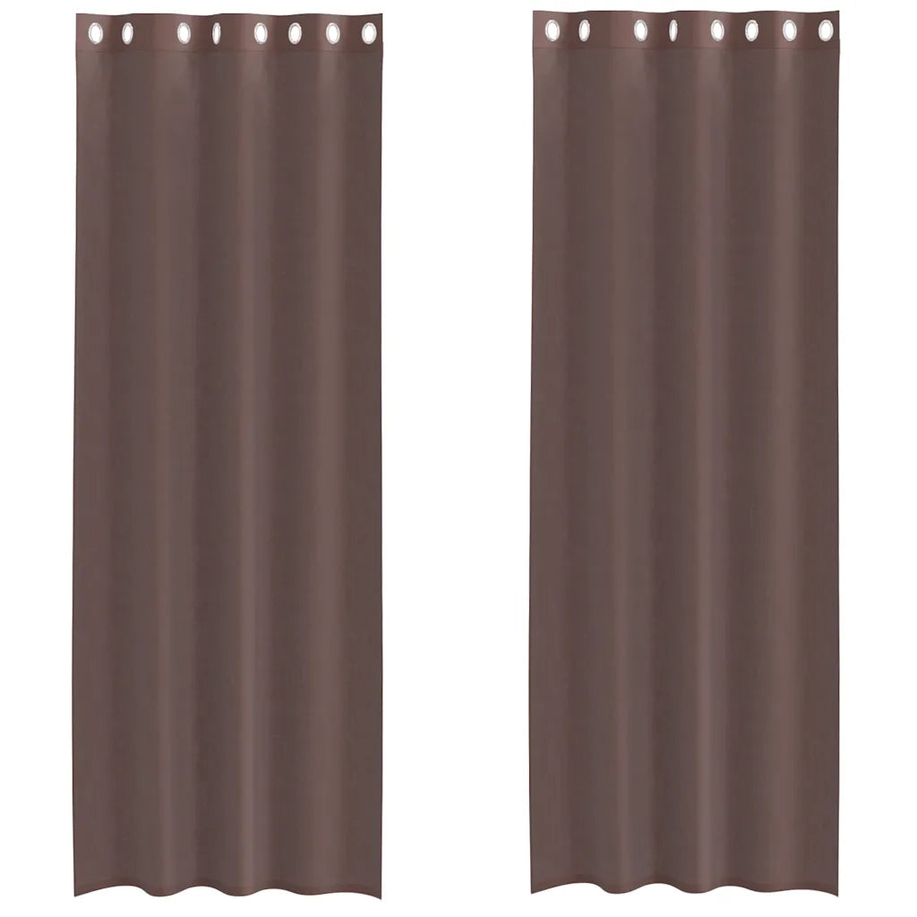 Tende in Voile con Occhielli 2 pz Marrone 140x260 cm