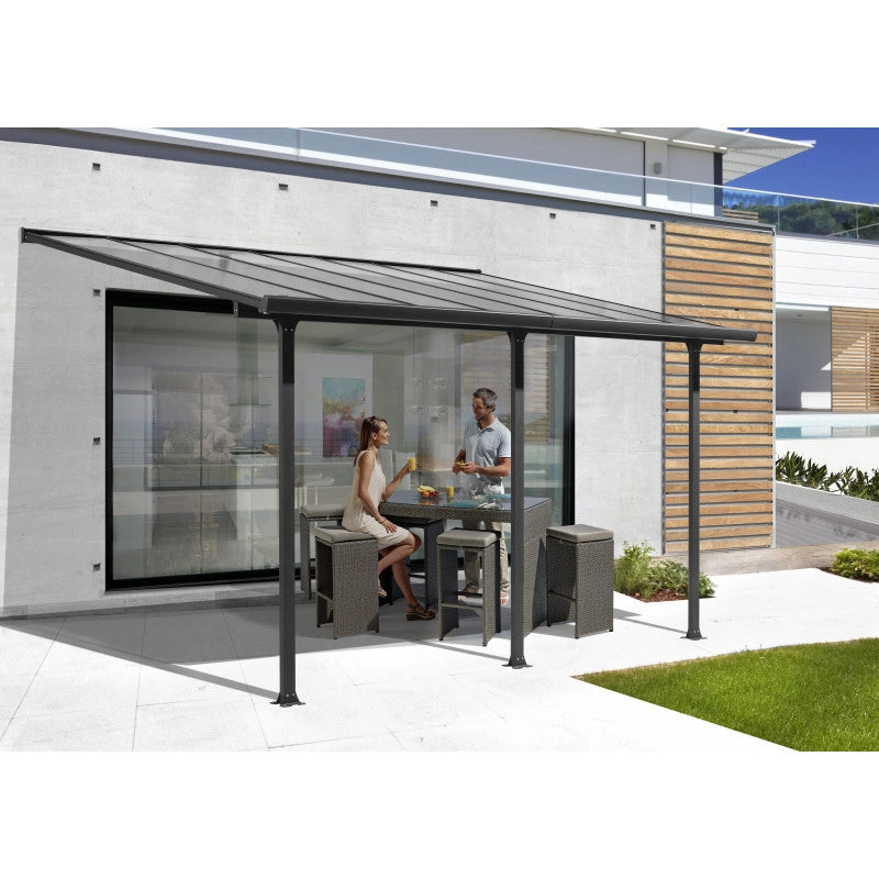 Tettoia addossata in alluminio 501x307 cm – Pergola con copertura in policarbonato 6 mm anti-UV – TT3050AL Foresta