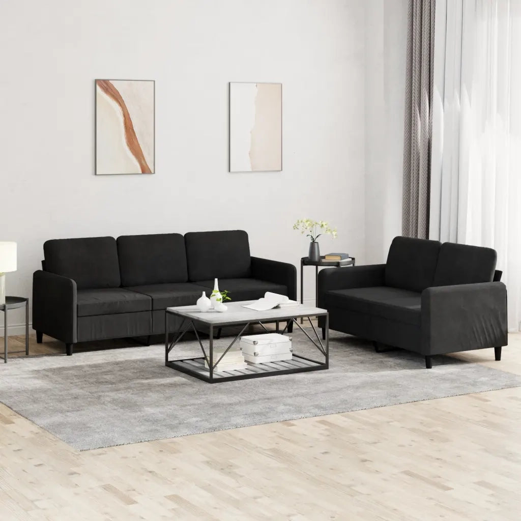 Set di Divani 2 pz Nero in Vellutocod mxl 131176