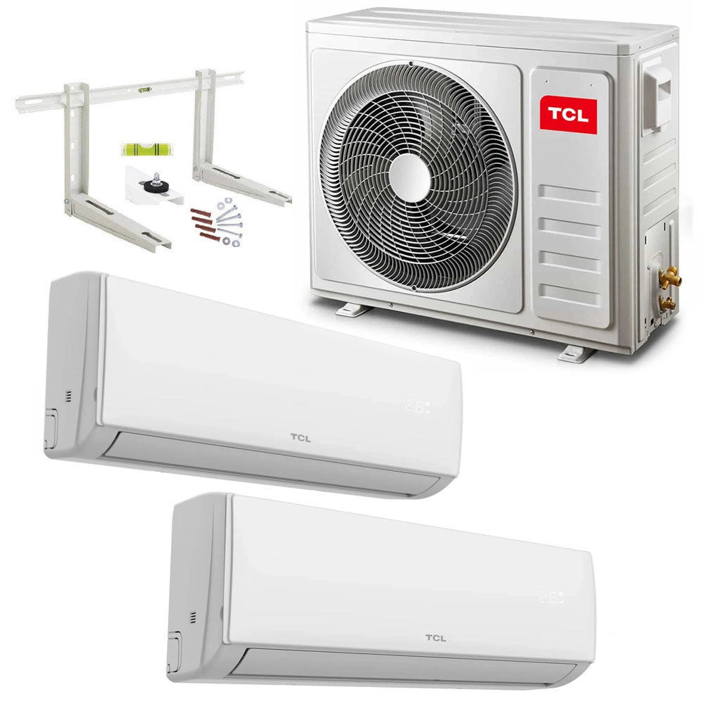Climatizzatore condizionatore inverter 9000 + 12000 BTU dual split wifi A++ R32   + staffe