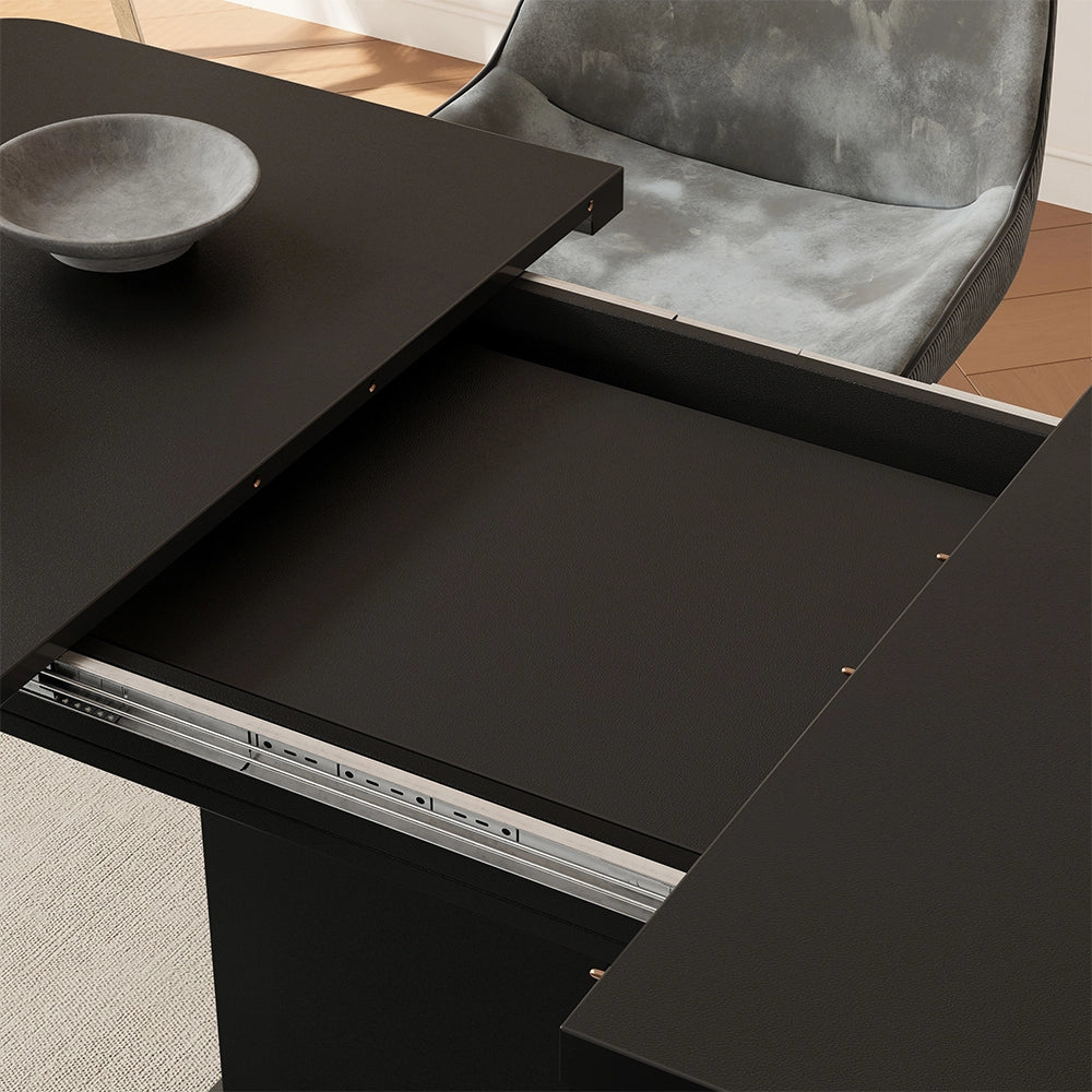 Vicco Tavolo da pranzo Estensibile Nero 120/160 x 80 cm con scomparti aperti