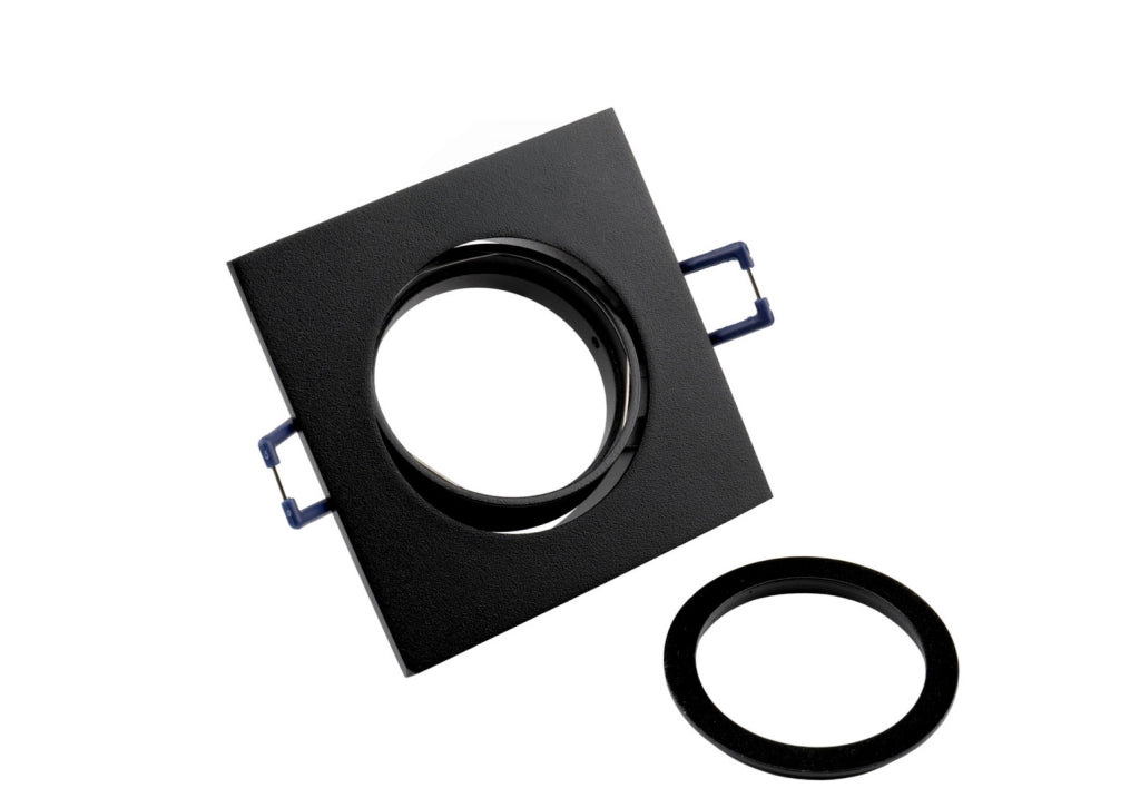Faretto ad incasso portafaretto nero quadrato foro 70mm moderno orientabile supporto lampade GU10 GU5.3 NERO