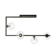 Plafoniera Minimal Nanna Acciaio Nero Trasparente 4 Luci E14 Ip20