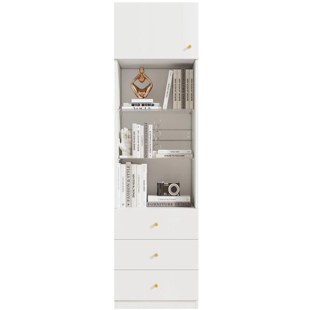 Libreria con cassetti e ripiani regolabili ¨C Minimal ¨C Bianca 50x40x180 cm
