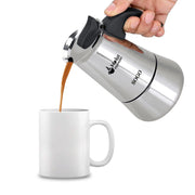 Caffettiera moka 6 tazze in acciaio inox per induzione gas e vetroceramica, manico ergonomico per espresso - Sogo