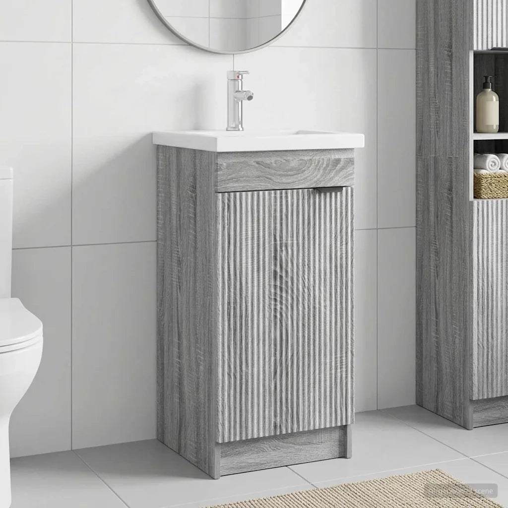 Mobile da bagno con lavabo Sonoma grigio 42 x 40 x 84,5 cm 890090