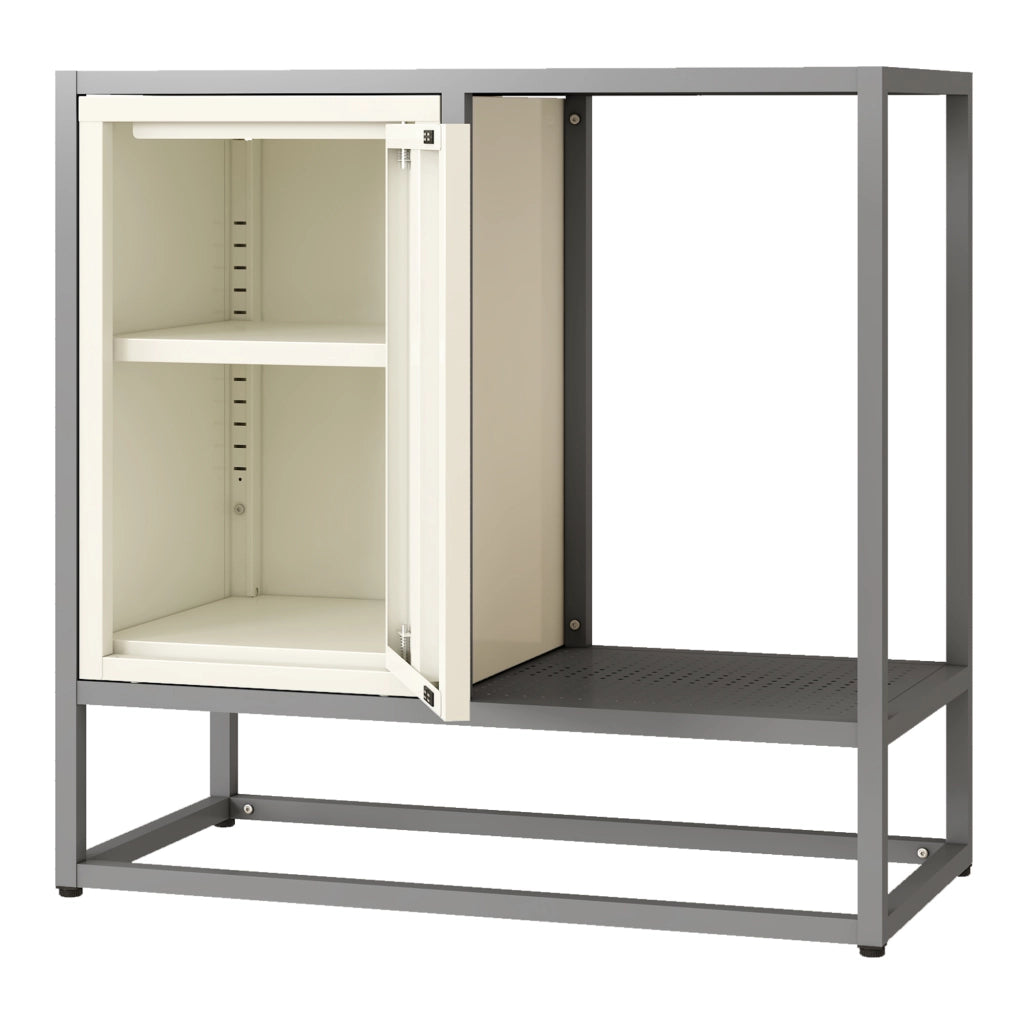 Credenza Burlöv in Acciaio Mobile Contenitore Basso 70x72x35 cm Grigio / Bianco [en.casa]