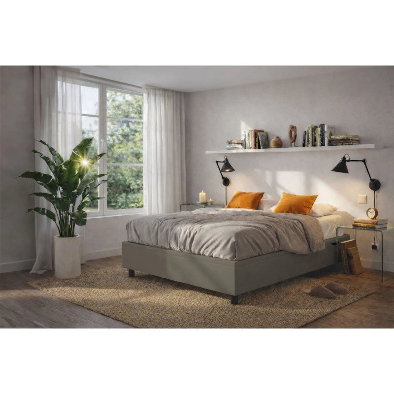 Letto imbottito Matrimoniale 180x190 cm BoxMax - Similpelle,Cappuccino,Contenitore