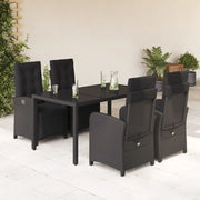 Set da Pranzo da Giardino 5 pz Nero con Cuscini in Polyrattan 3212458