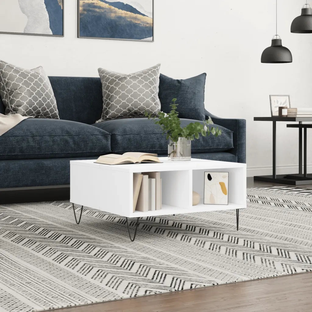 Tavolino da salotto | Tavolino da caff¨¨ | Tavolino da Soggiorno Bianco 60x60x30 cm in Legno Multistrato