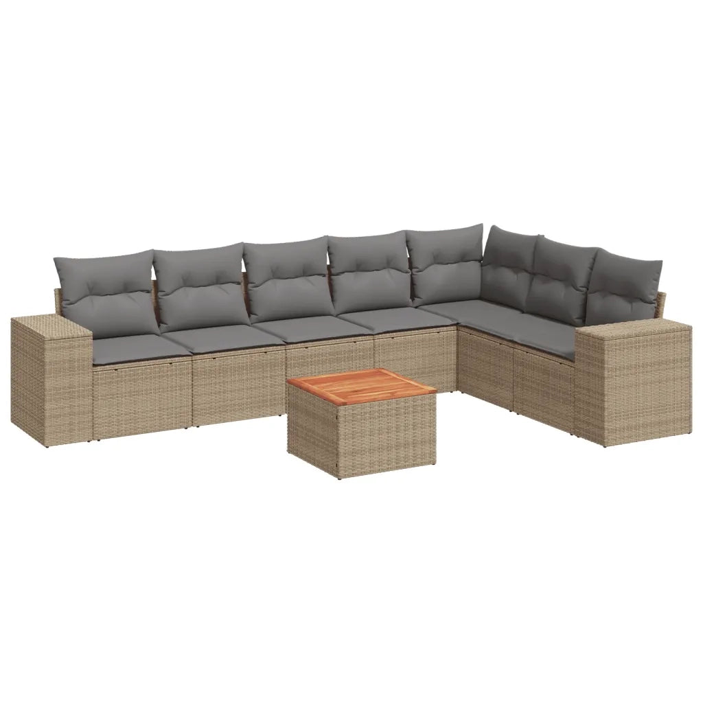 Set Divano da Giardino 8 pz con Cuscini Beige in Polyrattan 3257809