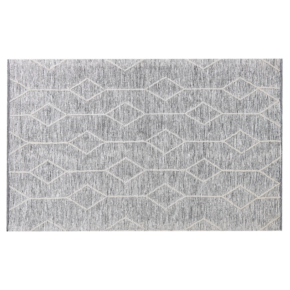 Tappeto grigio con lana beige misto cotone 140 x 200 cm moderno geometrico intrecciato a mano a trama piatta