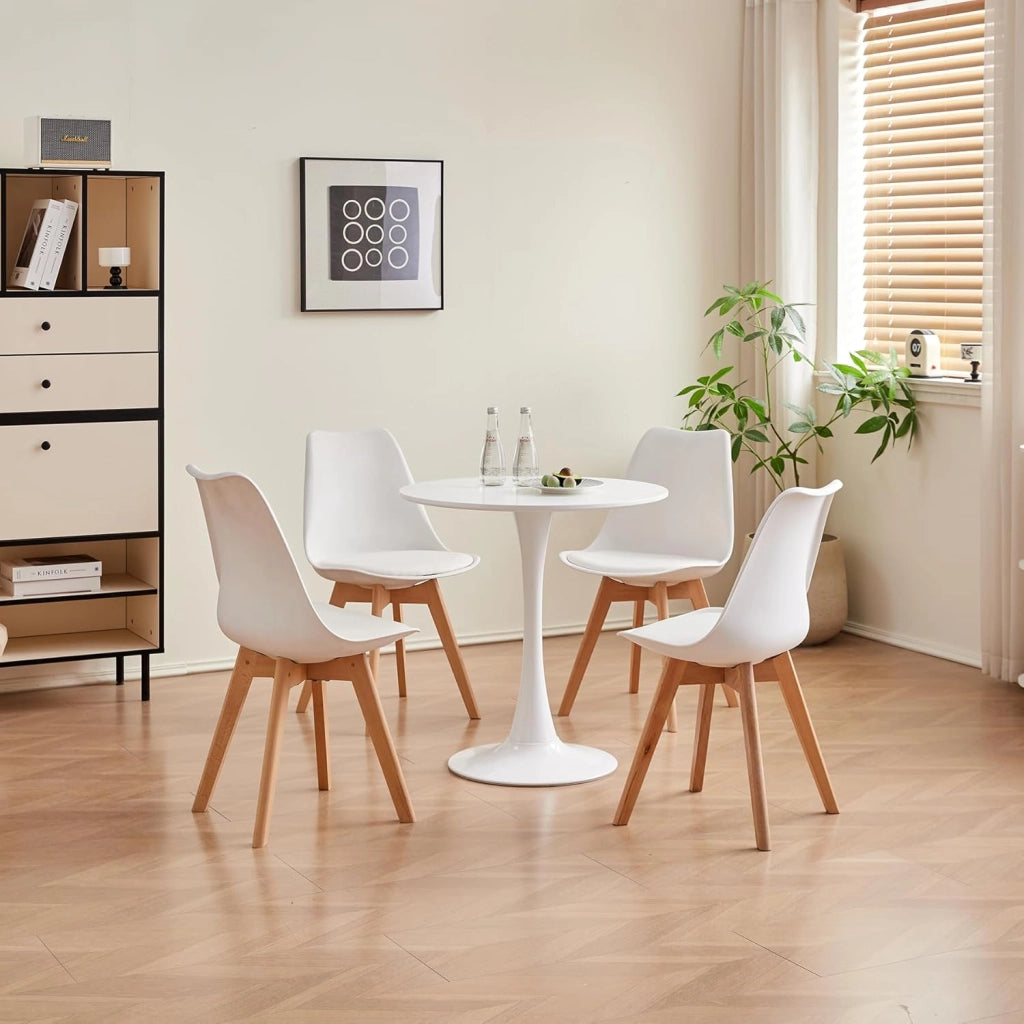GrandCA HOME Tavolo da Pranzo Moderno Rotondo 70 cm con Piedistallo in Design Tulipano, Tavolo per il Tempo Libero Mid-Century per Cucina, Sala da Pranzo e Soggiorno, Bianco-70