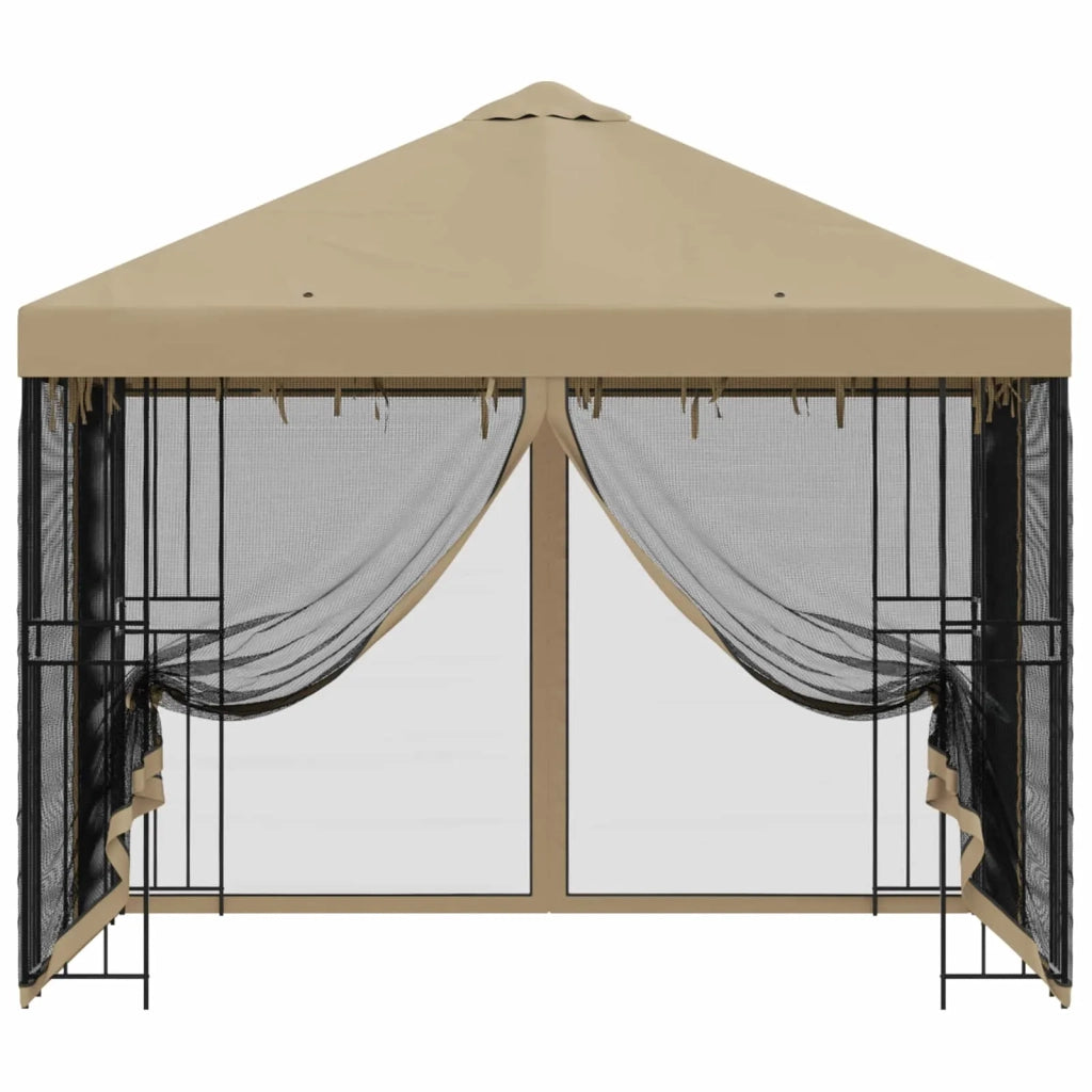 Gazebo da giardino con pareti laterali 3 x 3 m Beige