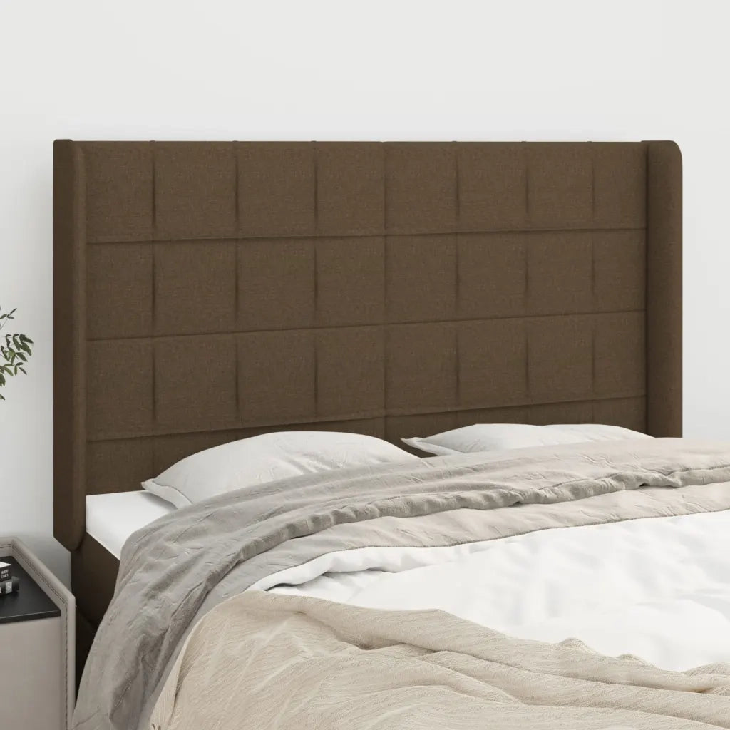 Testiera ad Orecchio-Testata con Orecchie MarroneScuro147x16x118/128cm inTessuto 196038